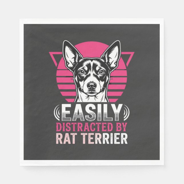 Serviette En Papier Terrier Rat Facilement Distrait Chien Rétro (Devant)
