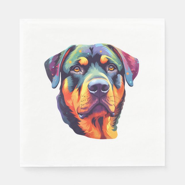 Serviette En Papier Tête colorée Rottweiler (Devant)