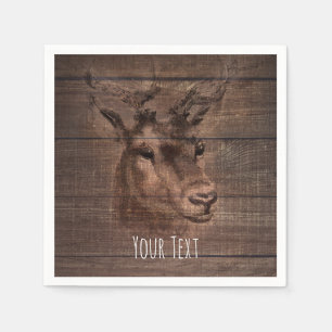 Serviette En Papier Tête de cerf et bois rustique sombre pour la fête