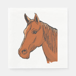 Serviette En Papier Tête de cheval marron ferme animal