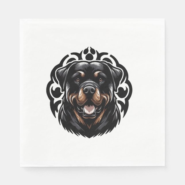 Serviette En Papier Tête de chien Rottweiler (Devant)