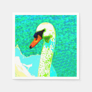 Serviette En Papier Tête de cygne blanc majestueux 
