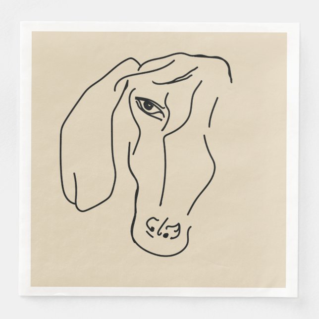 Serviette En Papier Tête de Dachshund, papier dessin d'art Napkin (Devant)