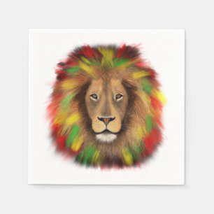Serviette En Papier Tête de lion Rasta rouge jaune vert dessin Jamaïqu