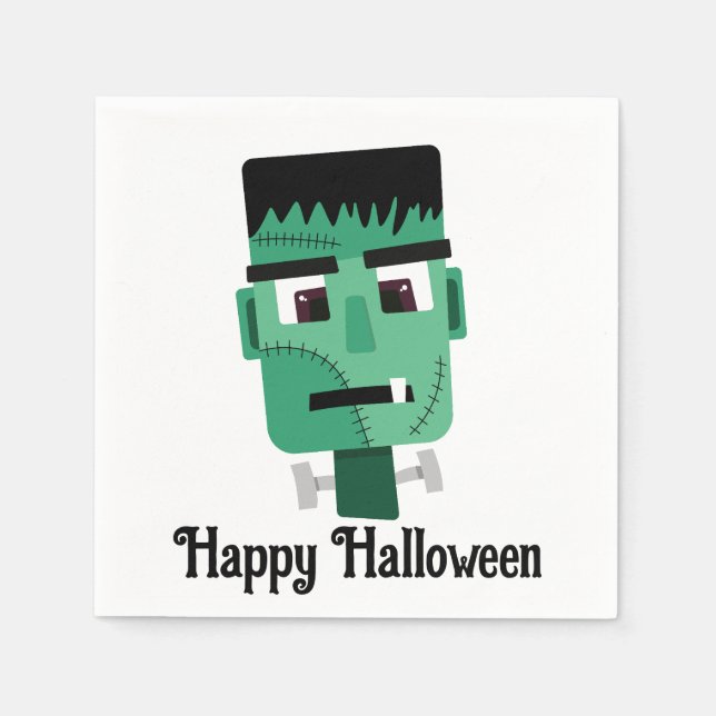 Serviette En Papier Tête de monstre de Frankenstein (Devant)