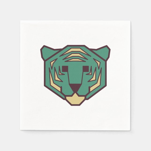 Serviette En Papier Tête de tigre bleue (Devant)