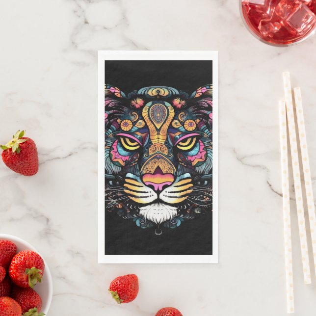 Serviette En Papier Tête de tigre géniale (En situation)