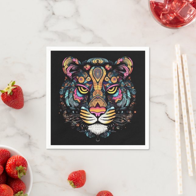 Serviette En Papier Tête de Tigre Incroyable  (En situation)