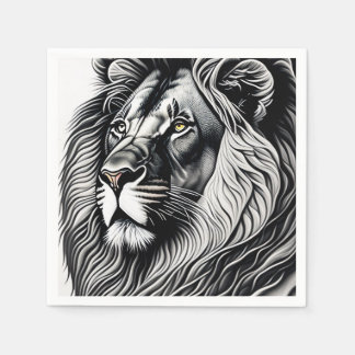 Serviette En Papier Tête Lion dessin