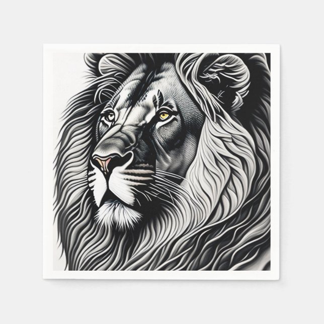 Serviette En Papier Tête Lion dessin (Devant)