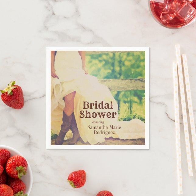 Serviette En Papier Texas Bride en Fête des mariées de bottes serviett (En situation)