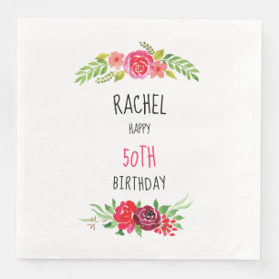 Serviette En Papier Texte assez rose de joyeux anniversaire de rose