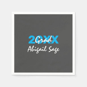 Serviette En Papier Texte bleu et blanc sur Gris