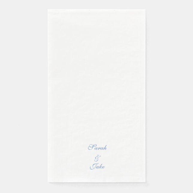 Serviette En Papier Texte Bleu Mariage Blanc (Devant)