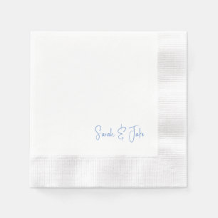 Serviette En Papier Texte Bleu Mariage Moderne Script Écrit Coin