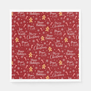 Serviette En Papier Texte de Noël amusant avec des graphiques mignons