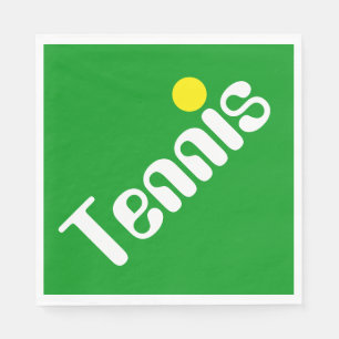 Serviette En Papier Texte de TENNIS Jaune Blanc Sportif Sur Vert Clair