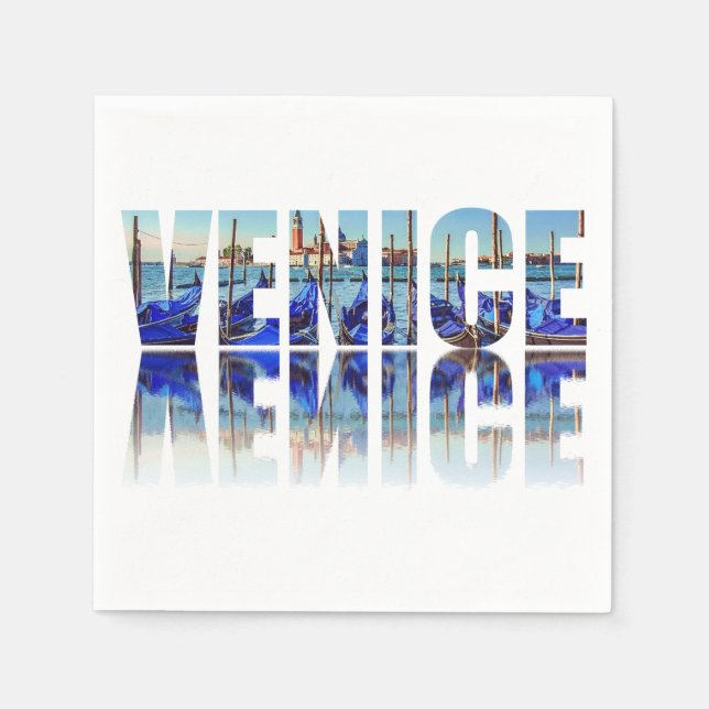 Serviette En Papier Texte de Venise avec réflexion (Devant)