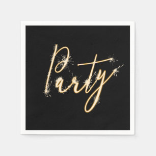 Serviette En Papier Texte du parti Sparkler en noir