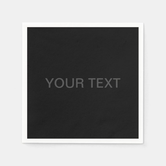 Serviette En Papier Texte éditable moderne | Gris foncé et noir (Devant)