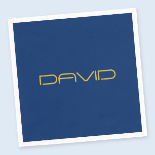 Serviette En Papier Texte élégant modifiable   Or et bleu marine