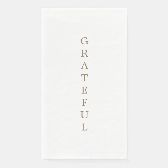 Serviette En Papier Texte en or blanc "GRATEFUL" Napkin (Devant)