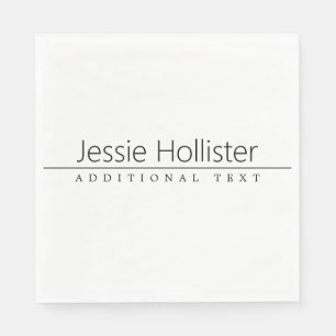 Serviette En Papier Texte noir chic simple sur le blanc