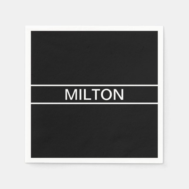 Serviette En Papier Texte personnalisable | Bold Modern Black & White (Devant)
