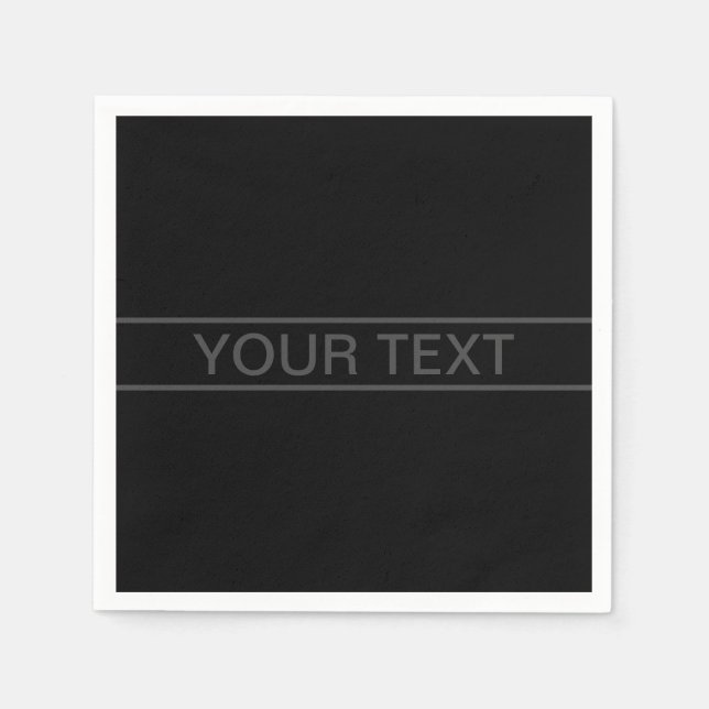 Serviette En Papier Texte personnalisable | Gras moderne noir et gris  (Devant)