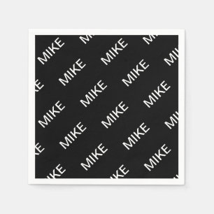 Serviette En Papier Texte personnalisable Moderne gras Noir & Blanc