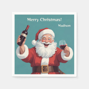 Serviette En Papier Texte personnalisé amusant Drunk Père Noël