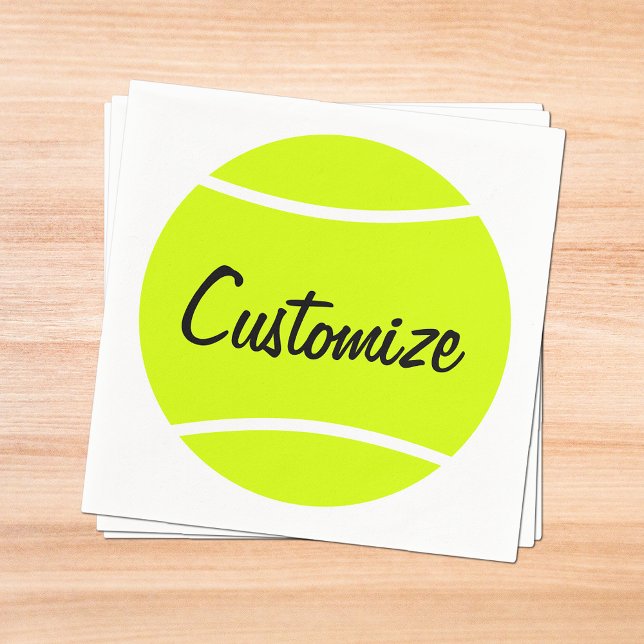 Serviette En Papier Texte Personnalisé Cocktail de balle de tennis Nap (Personalized tennis party napkins with custom text.)