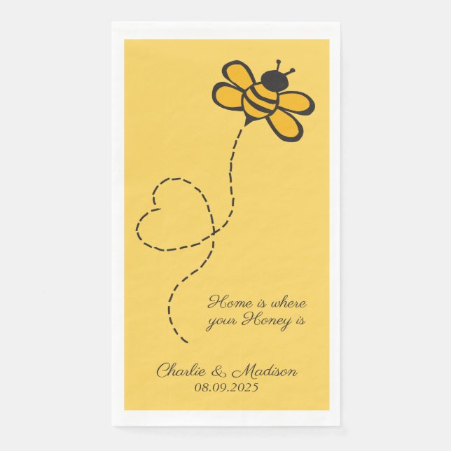 Serviette En Papier Texte personnalisé Love Bee (Devant)