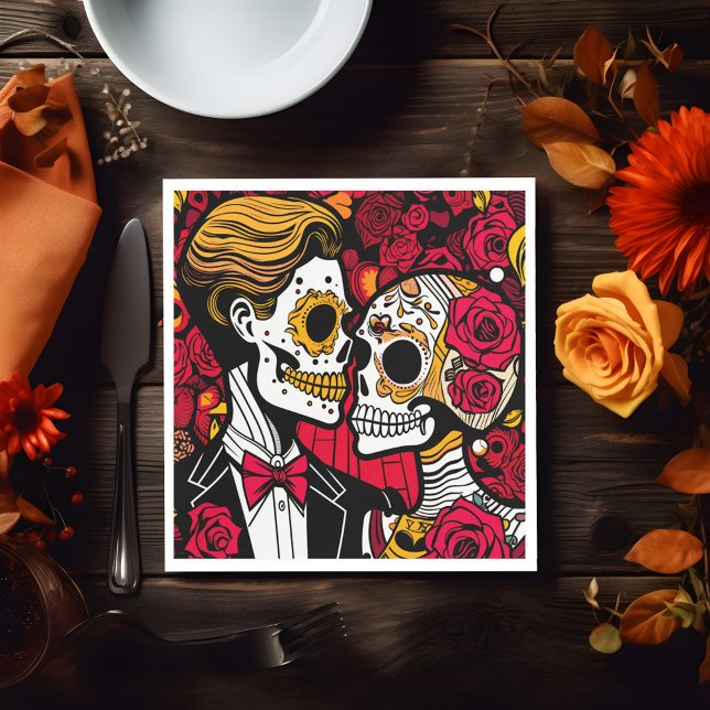 Serviette En Papier Texte personnalisé 💀 Pop Día de Muertos (Custom text 💀 Pop Día de Muertos Napkins)