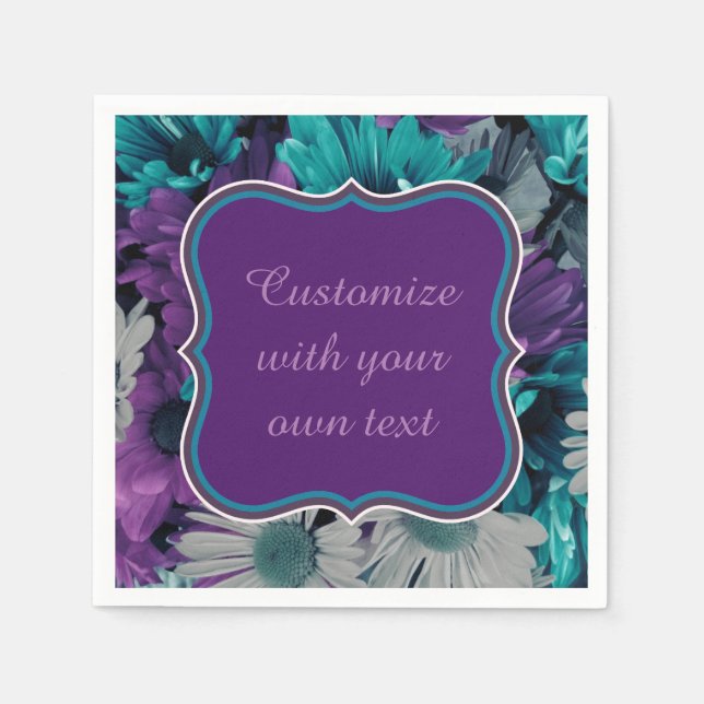 Serviette En Papier Texte personnalisé Purple and Blue Flower (Devant)