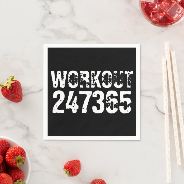 Serviette En Papier Texte usé et rayé Workout 247365 blanc (En situation)