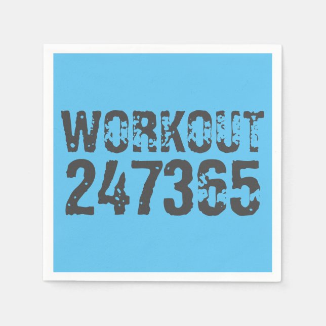 Serviette En Papier Texte usé et rayé Workout 247365 bleu (Devant)