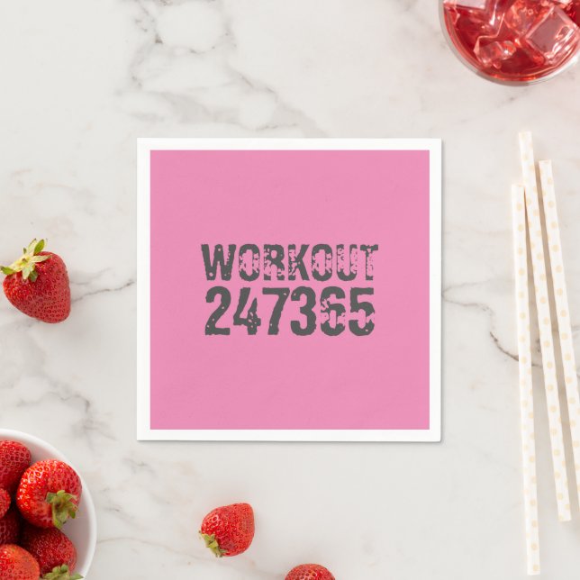 Serviette En Papier Texte usé et rayé Workout 247365 rose (En situation)