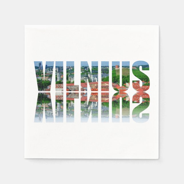 Serviette En Papier Texte Vilnius avec réflexion (Devant)