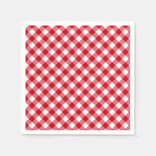 Serviette En Papier texture blanche rouge classique checkered de plaid