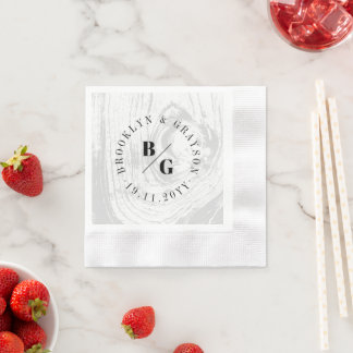 Serviette En Papier Texture rustique blanche à veinage boisé pour un m