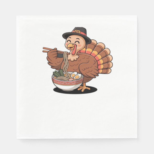 Serviette En Papier thaiksgiving turkey eats ramen Oversize T-shirt (Devant)