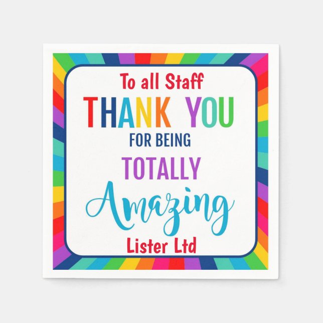 Serviette En Papier Thank you for little totally awesome (Devant)