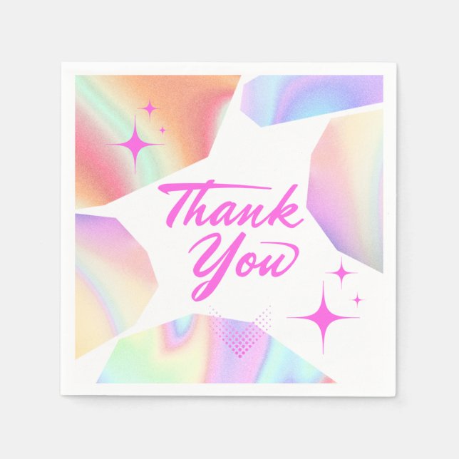 Serviette En Papier Thank You Star Pastel Gradient Party Paper Napkins (Devant)