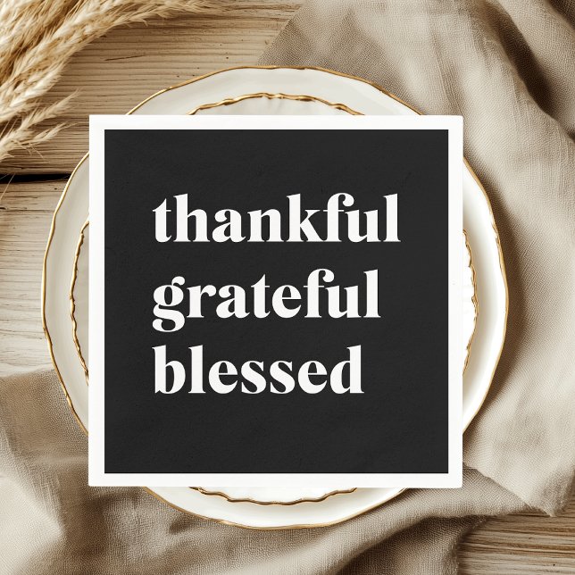 Serviette En Papier Thankful Grateful Blessed Thanksgiving (Créateur téléchargé)