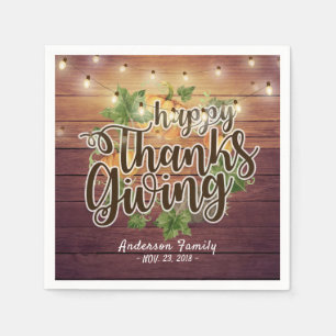 Serviette En Papier Thanksgiving Automne quitte Citrouille String lumi