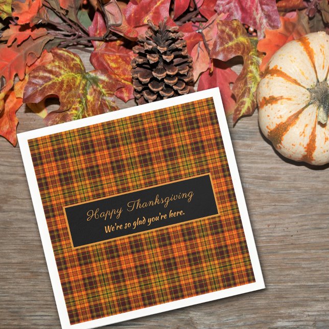 Serviette En Papier Thanksgiving Automne Tartan Plaid Couleurs automne (Créateur téléchargé)