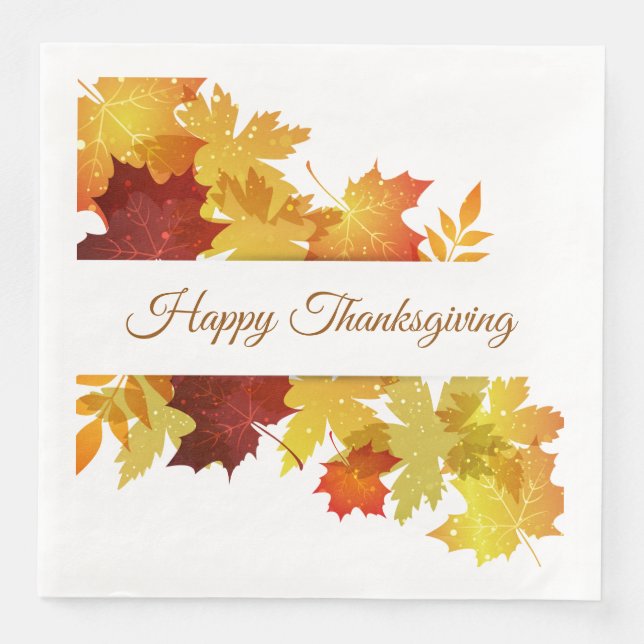 Serviette En Papier Thanksgiving Autumn Leaves Napkin (Devant)
