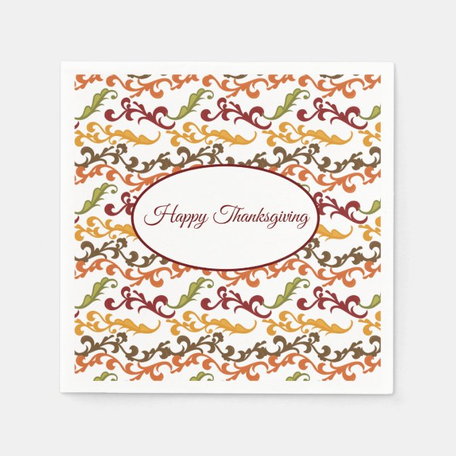 Serviette En Papier Thanksgiving Autumn Leaves Naples (Devant)