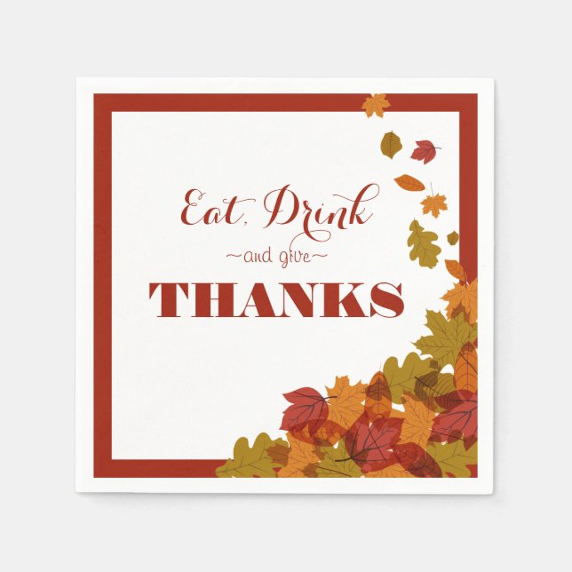 Serviette En Papier Thanksgiving Celebration Manger Boire Donner Merci (Devant)